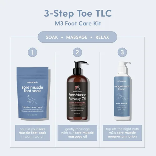 Miniatura 10 de M3 - Remojo muscular para pies doloridos, 16 onzas, relajante y exfoliante, baño de sal marina de magnesio para pies cansados, irritados