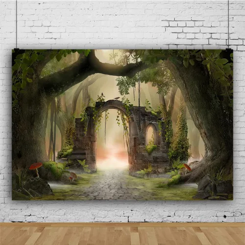Miniatura 2 de Telón de fondo de bosque encantado de 7 x 5 pies, fondo mágico para fotos, cuento de hadas, país de las maravillas, aventura, paisajes