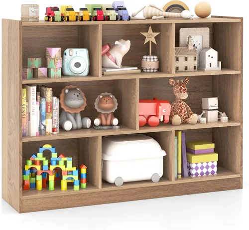 Miniatura 11 de HONEY JOY Organizador de almacenamiento de juguetes para niños, estante de almacenamiento de 8 secciones para preescolar, organizador de estante