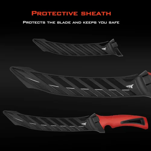 Miniatura 4 de KastKing Intimidator Cuchillo de filete con acero afilador, cuchillas de acero inoxidable alemán ultra afiladas G4116, mango antideslizante, funda