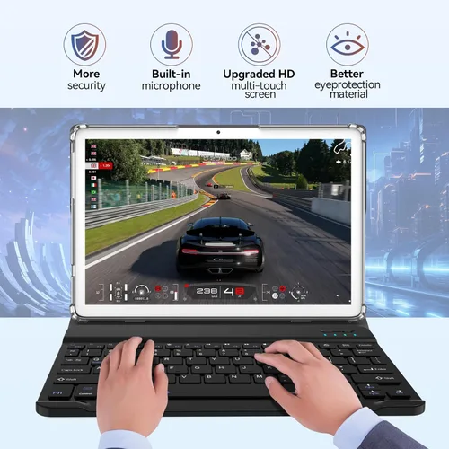 Miniatura 4 de Tableta Android 14 2025 Tablets más recientes, tableta de 10 pulgadas (4+4) GB RAM 64 GB ROM 1 TB de expansión, tabletas 2 en 1 con teclado, Plateado