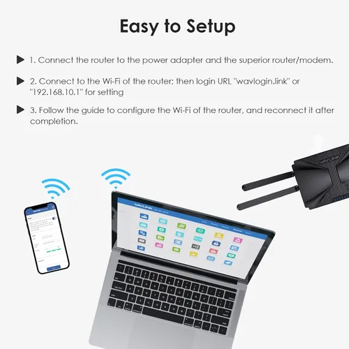 Miniatura 9 de WiFi 6 AX3000 Router inteligente de alta velocidad a Internet inalámbrico con antenas de alta ganancia de 5dBi, router de computadora Gigabit