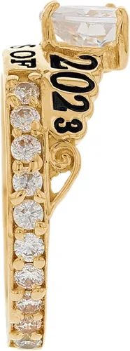 Miniatura 2 de JackAni Anillo de graduación de oro amarillo de 10 quilates con piedra natal de junio de Alejandrita simulada 2023