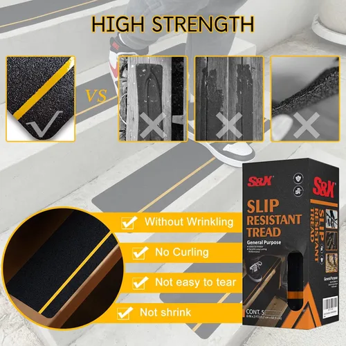 Miniatura 3 de S&X Peldaños de escaleras con cinta antideslizante reflectante de rayas 5 unidades/paquete, peldaños reflectantes de 6 x 24 pulgadas, peldaños