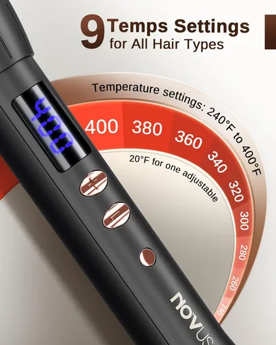 Miniatura 5 de Cepillo térmico redondo calentado: Peine de pelo caliente 2 en 1 con 9 ajustes de temperatura para alisar y rizar el cabello - herramienta