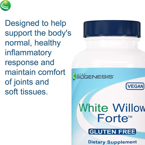 Miniatura 6 de Nutra Biogenesis White Willow Forte - Cápsulas de corteza de sauce blanco para apoyo digestivo con boswellia, cúrcuma, jengibre y bromelina, mezcla