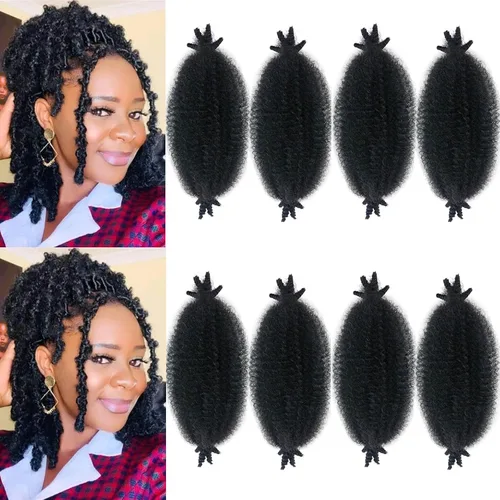 Miniatura 20 de Cabello Spring Twist Pre-Esponjado Color 4 Cabello Afro de Giros Elásticos 8 Paquetes Cabello Marrón Marley Twist para Trenzado para Locs de Marrón