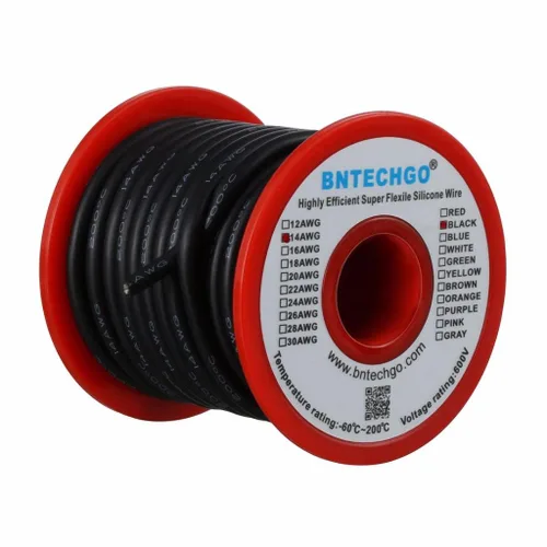 Miniatura 16 de BNTECHGO Carrete de alambre de silicona calibre 14 20 pies rojo y 20 pies negro flexible 14 AWG alambre de cobre estañado trenzado
