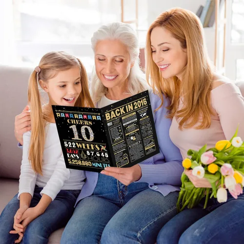 Miniatura 8 de BGTCARDS Tarjeta de cumpleaños número 10, decoraciones de cumpleaños número 10 para niñas y niños, regalos divertidos para hija e hijo, tarjeta