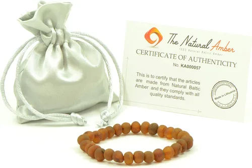 Miniatura 2 de Pulseras de ámbar crudo para adultos hechas con banda elástica, 7 pulgadas, hechas a mano con cuentas de ámbar báltico sin pulir/certificado