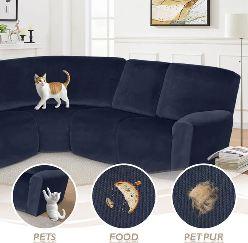 Miniatura 7 de Arfntevss - Fundas para sofá reclinable seccional, funda de terciopelo para sofá seccional de esquina para sofá reclinable, funda elástica suave