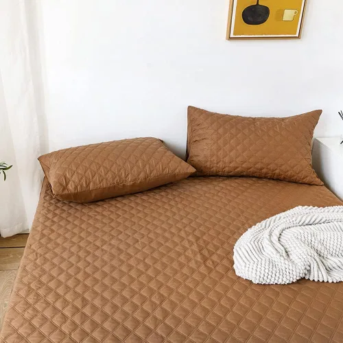 Miniatura 5 de vctops Sábana bajera acolchada impermeable, protector de colchón ultra suave y elástico ajustable con bolsillo profundo (café, individual)