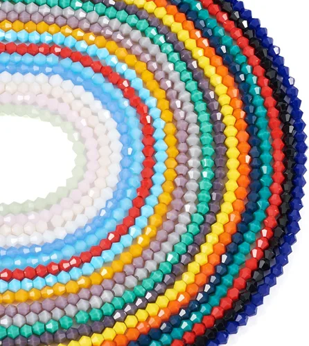 Miniatura 33 de FASHEWELRY 10 hebras de cuentas de vidrio chapadas en arco iris de 0.118 pulgadas (0.118 in), cuentas espaciadoras de cristal de Rondelle, cuentas