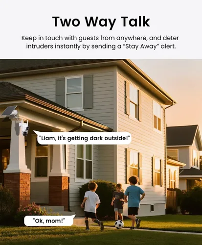 Miniatura 8 de CasaCam Cámara de seguridad solar Inalámbrico para exteriores, lente dual 2K+2K Funciona con pilas, sensores PIR duales, seguimiento automático
