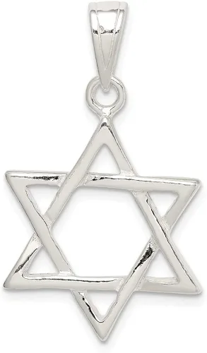 Miniatura 4 de Colgante de plata de ley 925 maciza con forma de estrella de David Judío de la suerte, 0.984 in x 0.787 in