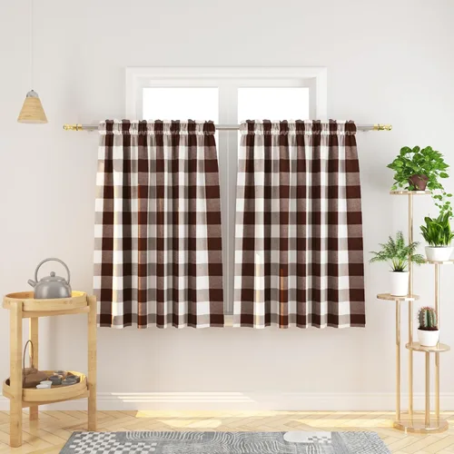 Miniatura 56 de Cenefas de cortina para ventana de 16 pulgadas de largo, 2 paneles de cuadros búfalo, cortinas pequeñas con bolsillo para barra, estilo clásico