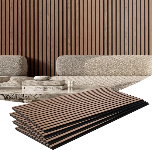 Miniatura 15 de VEVOR Panel Acústico de Listones de Madera, 7.9 x 94.5 pulgadas, Pared de Acento MDF de 4 Piezas, Tablero de Madera Falsa para Decoración