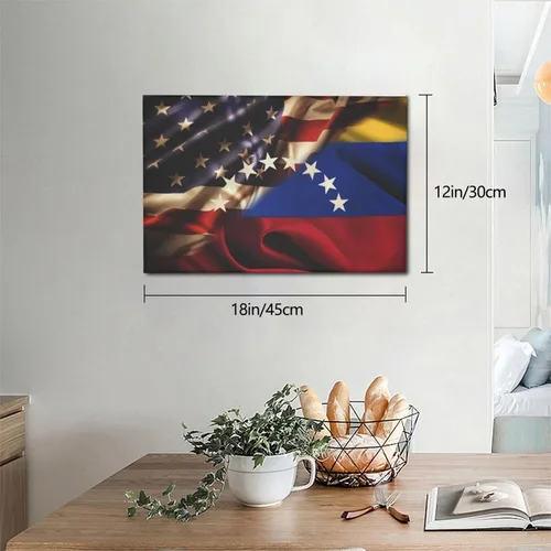 Miniatura 6 de Lienzo decorativo para pared, impresión en lienzo combinado con bandera de Venezuela y Estados Unidos, decoración del hogar, 12 x 18 pulgadas