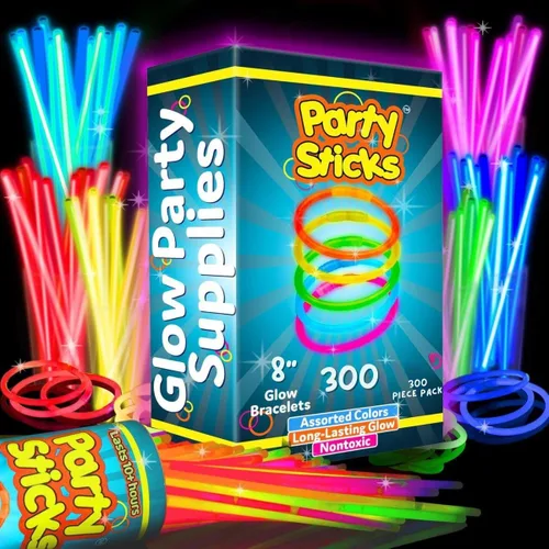 Miniatura 7 de PartySticks Paquete de 1000 unidades de palillos luminosos para fiestas, palos luminosos que brillan en la oscuridad de 8 pulgadas, decoraciones
