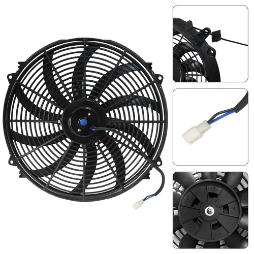 Miniatura 2 de MuHize Kit de ventilador de refrigeración universal de radiador de 16 pulgadas, ventilador eléctrico de alto rendimiento de 12 V 120 W