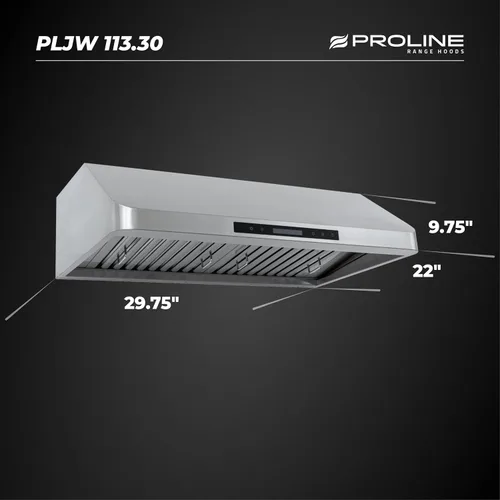 Miniatura 5 de PROLINE - Campana extractora para debajo del gabinete de 30 pulgadas, con canalización, 900 CFM, acero inoxidable, luces LED, motor soplador ultra