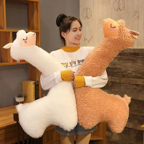 Miniatura 5 de YUDONG Almohada gigante de felpa de alpaca de 29.5 pulgadas, juguetes de animales de peluche, suave y esponjosa, almohada de cuerpo largo, Blanco
