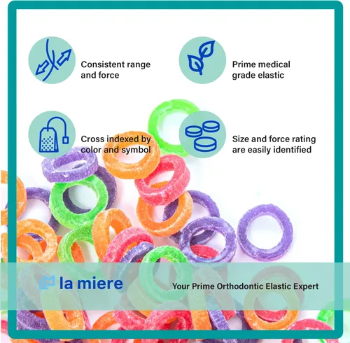 Miniatura 4 de Gomas elásticas de látex neón 100 unidades Bandas elásticas ortodónticas Bandas de goma dentales para uso intraoral Fabricadas en EE. UU. Ligeras
