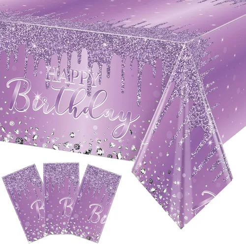 Miniatura 8 de Pajean Mantel de plástico con lentejuelas de diamantes con brillantina para fiesta de niña y niña, mantel de plástico con lentejuelas para niñas