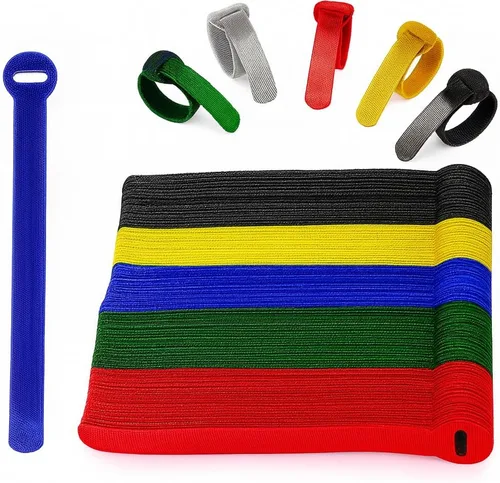 Miniatura 9 de 60 Sujetadores para Gestión de Cables, Envolturas para Cables Negras de 6 Pulgadas, Sujetadores Reutilizables para Cables Ordenados, PC, TV