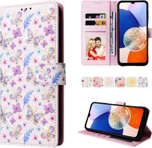Miniatura 31 de UEEBAI Funda tipo billetera para Samsung Galaxy A16 4G/5G, cubierta de cuero PU con soporte, bloqueo RFID, funda flip con ranuras para tarjetas