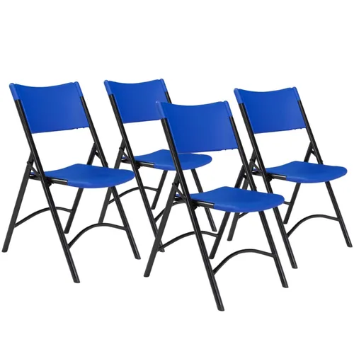 National Public Seating - silla plegable liviana moldeada, 4 unidades, Azul/Negro, 4
