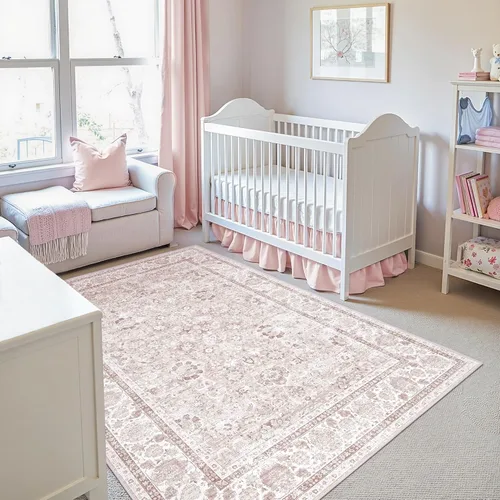 Miniatura 9 de Alfombras de área de 5 x 8 pies para dormitorio, alfombra lavable de 5 x 8, alfombra vintage grande, antideslizante, alfombra bohemia para sala