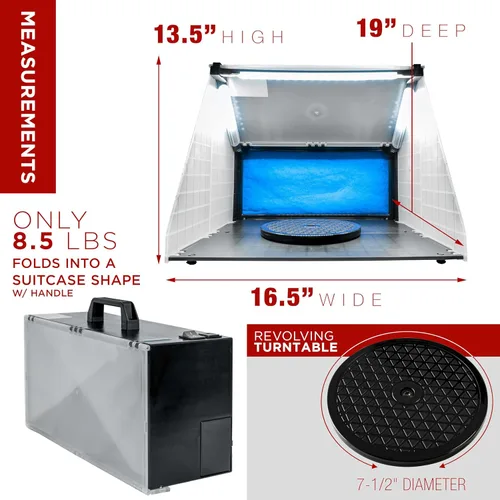 Miniatura 5 de Master Airbrush, Cabina portable de aerosol iluminada con iluminación LED, para pintar todo tipo de arte, pasteles, artesanías, pasatiempos, uñas