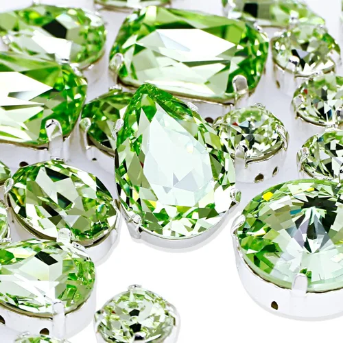 Miniatura 11 de DONGZHOU Diamantes de imitación para coser con ajuste de garra, Piedra Fantasía con agujero hueco, gemas plateadas con parte trasera plana