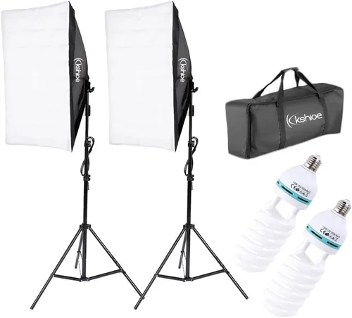 Kit de iluminación Softbox para fotografía, kit de inicio de YouTube, equipo fotográfico, luz de estudio suave con soportes de luz y práctica bolsa