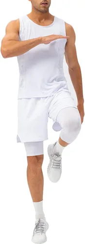 Miniatura 22 de Pantalones de compresión de 3/4 de una pierna para hombre, mallas de baloncesto atléticas para correr, leggings deportivos de capa base capri