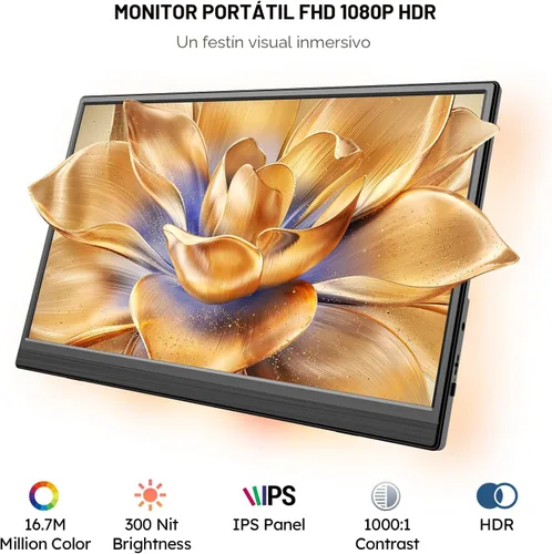 Miniatura 5 de Monitor portátil para portátil FHD 15.6 "1080P Ultra-Slim USB-C y HDMI Segunda pantalla externa para portátil Monitor de viaje Dual Altavoz-Screen
