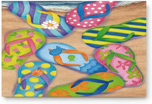Alfombras de baño coloridas con estampado de sandalias de playa, suaves, antideslizantes, lavables, absorbentes, decoración del hogar, cocina,