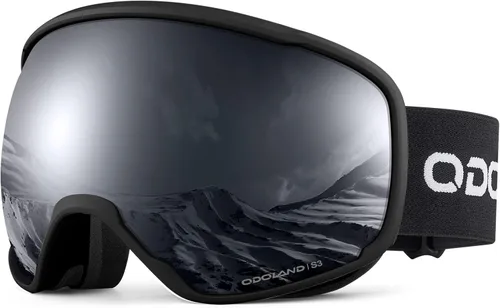 Odoland Gafas de esquí de nieve S2 de doble lente antivaho OTG a prueba de viento UV400 para hombres, mujeres y jóvenes, esquí, snowboard Lente
