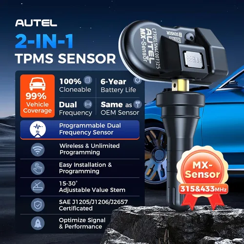 Miniatura 2 de Autel Sensores TPMS, sensores de presión de neumáticos 2 en 1 (315 MHz + 433 MHz), herramienta TPMS programable con sensor MX universal a presión