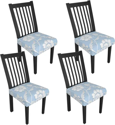 Miniatura 154 de Juego de 4 fundas elásticas para sillas de comedor, fundas para sillas de comedor con estampado floral, fundas para asientos de sillas con estampado
