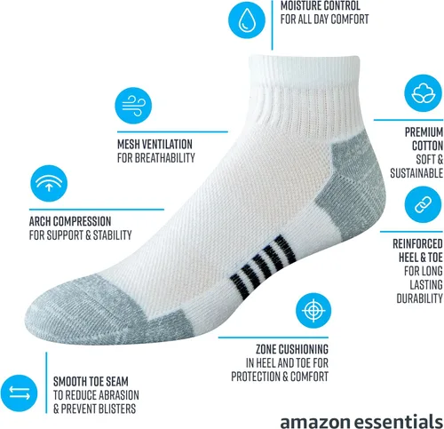 Miniatura 2 de Tienda Essentials Calcetines deportivos acolchados de algodón para hombre, 6 pares