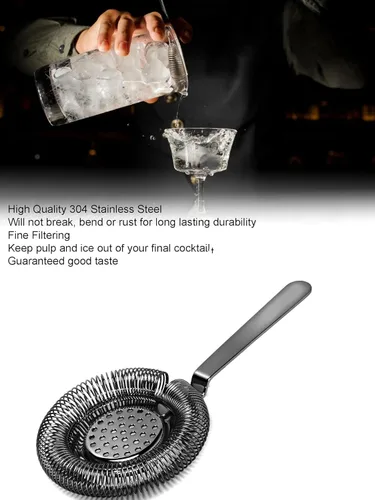 Miniatura 8 de Homestia Colador de cóctel, colador clásico Hawthorne de acero inoxidable con mango largo, colador de bebidas para bartenders profesionales, resorte