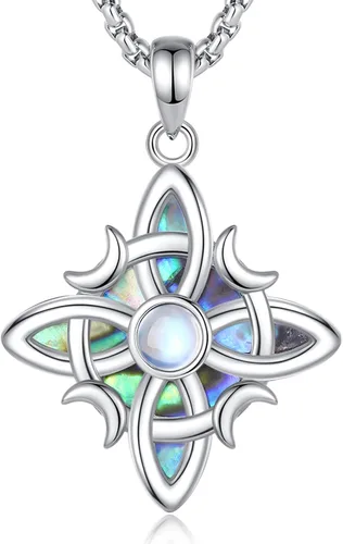 INFUSEU Joyería irlandesa de plata esterlina, collar de nudo de bruja celta Claddagh para mujeres, adolescentes y niñas