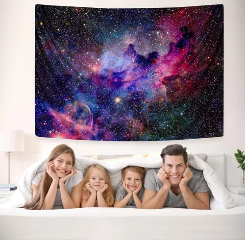Miniatura 2 de KYKU Tapiz de galaxia para colgar en la pared, tapiz morado del espacio exterior, tapiz de universo nebuloso trippy para dormitorio, sala de estar