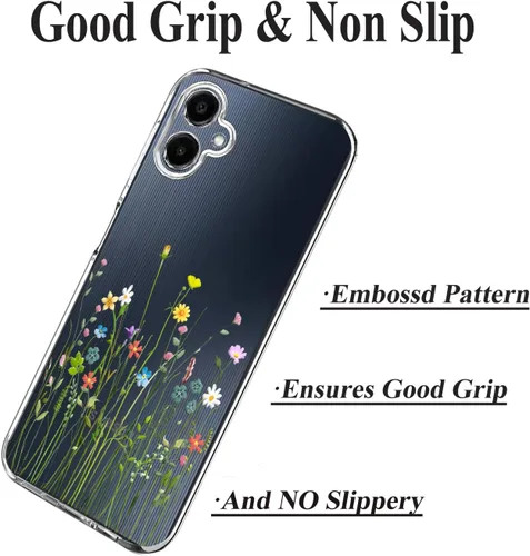 Miniatura 5 de Unov Funda diseñada para Galaxy A06 4G, funda transparente con [patrón antideslizante en relieve], protección delgada a prueba de golpes