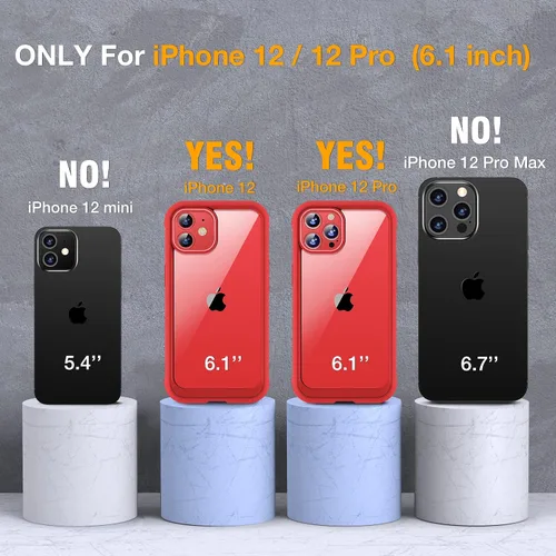 Miniatura 7 de Miracase Glass Series - Funda para iPhone 12/12 Pro de 6.1 pulgadas, funda bumper resistente de cuerpo completo mejorado con protector de pantalla
