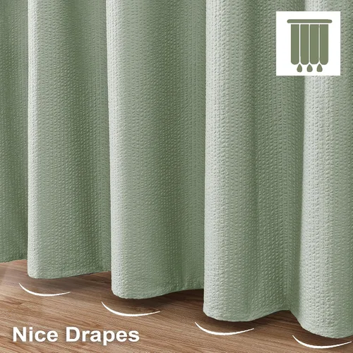 Miniatura 7 de OVZME Berry - Cortina de ducha extralarga verde de 96 pulgadas, cortina de baño de tela con textura en relieve 3D, cortina de baño grande para Verde