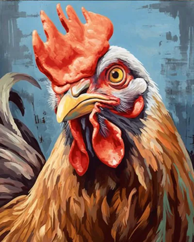 Tucocoo Pintura de gallo rojo por números para adultos, divertida pintura al óleo digital de animales de granja, marco, kits de pintura de pollo,