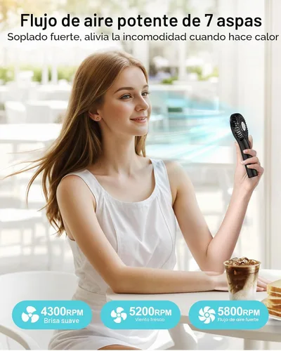 Miniatura 3 de TriPole Mini ventilador de mano portátil con 3 velocidades, batería de viento fuerte, ventilador de mano para viajes de viaje, conciertos al aire